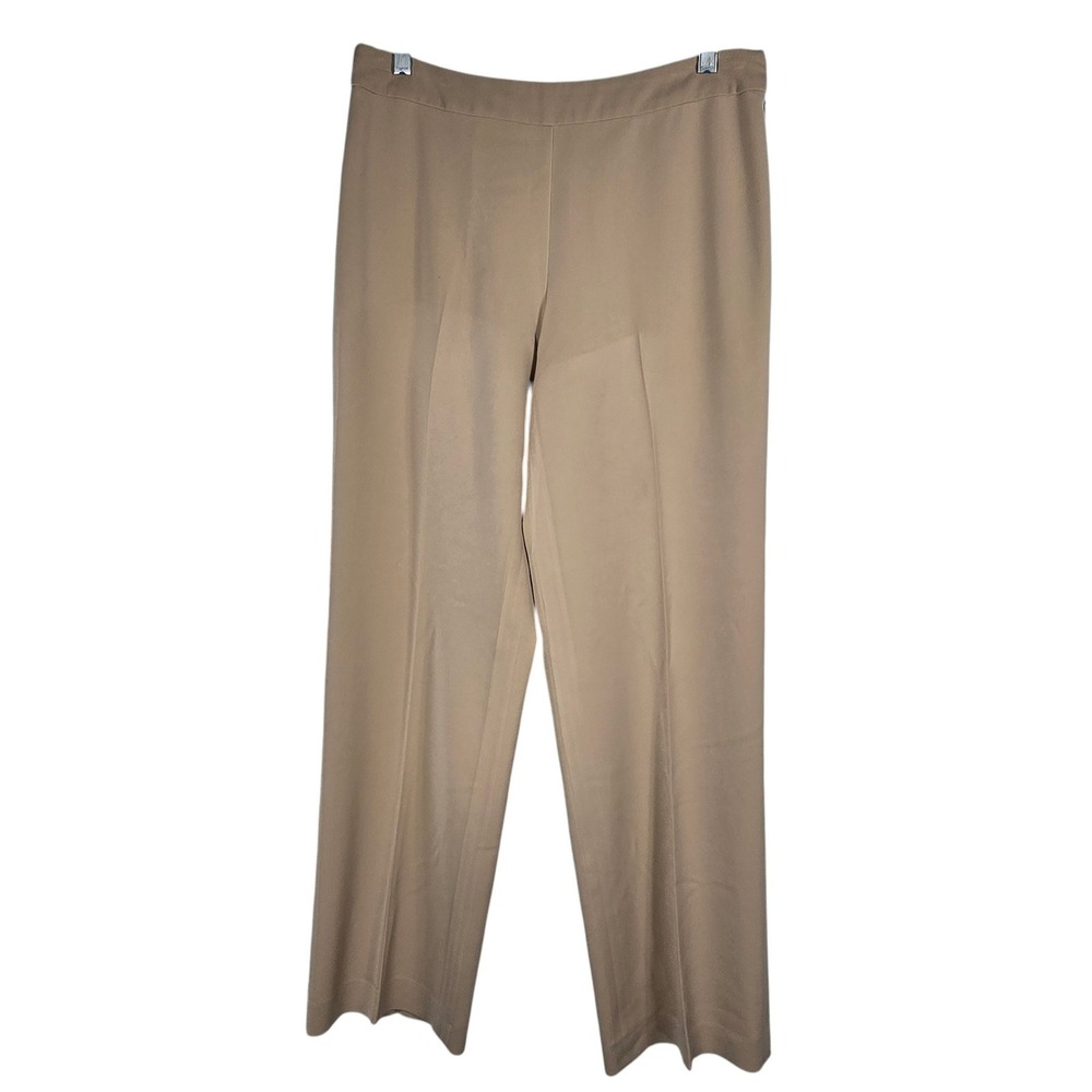 White House Black Market Tan Straight Leg Dress Pants Side Zip Woman 6R Beige
